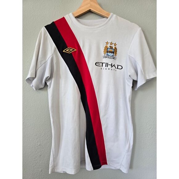 Manchester City 09/10 Home Jersey Umbro Etihad Sash Kit Size 36 Small VTG Y2K - Picture 1 of 7